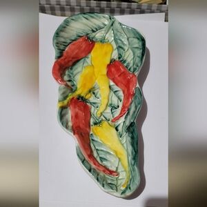Vintage Italian Ceramic Chili Pepper Tuscan Style Spoon Rest